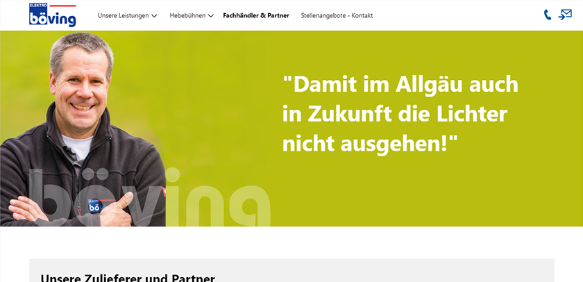 Referenzen Hofer Werbung Screenshot Webseite Elektro Böving