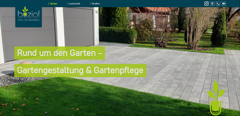 Referenzen Hofer Werbung Screenshot Webseite Buziol Garten- und Landschaftsbau