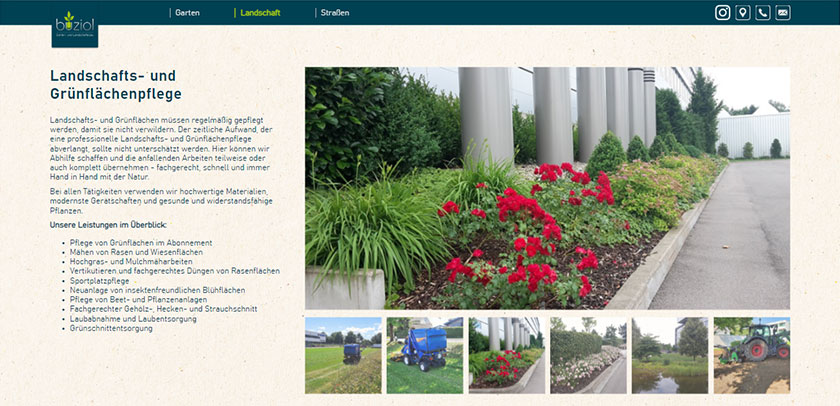 Referenzen Hofer Werbung Screenshot Webseite Buziol Garten- und Landschaftsbau