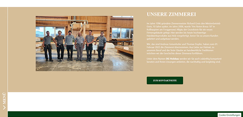 Referenzen Hofer Werbung Screenshot Webseite DG Holzbau