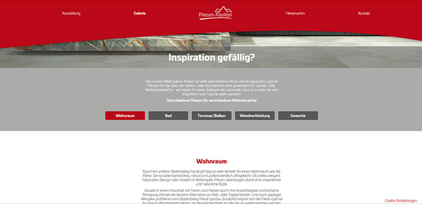 Referenzen Hofer Werbung Screenshot Webseite Fliesen-Pavillon