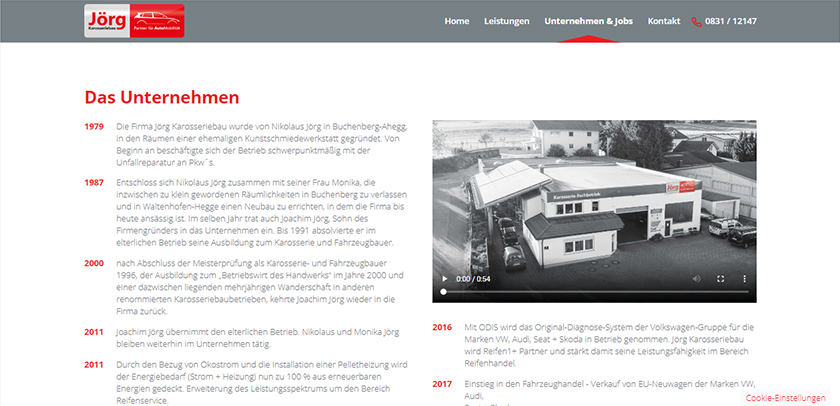 Referenzen Hofer Werbung Screenshot Webseite Jörg Karosseriebau