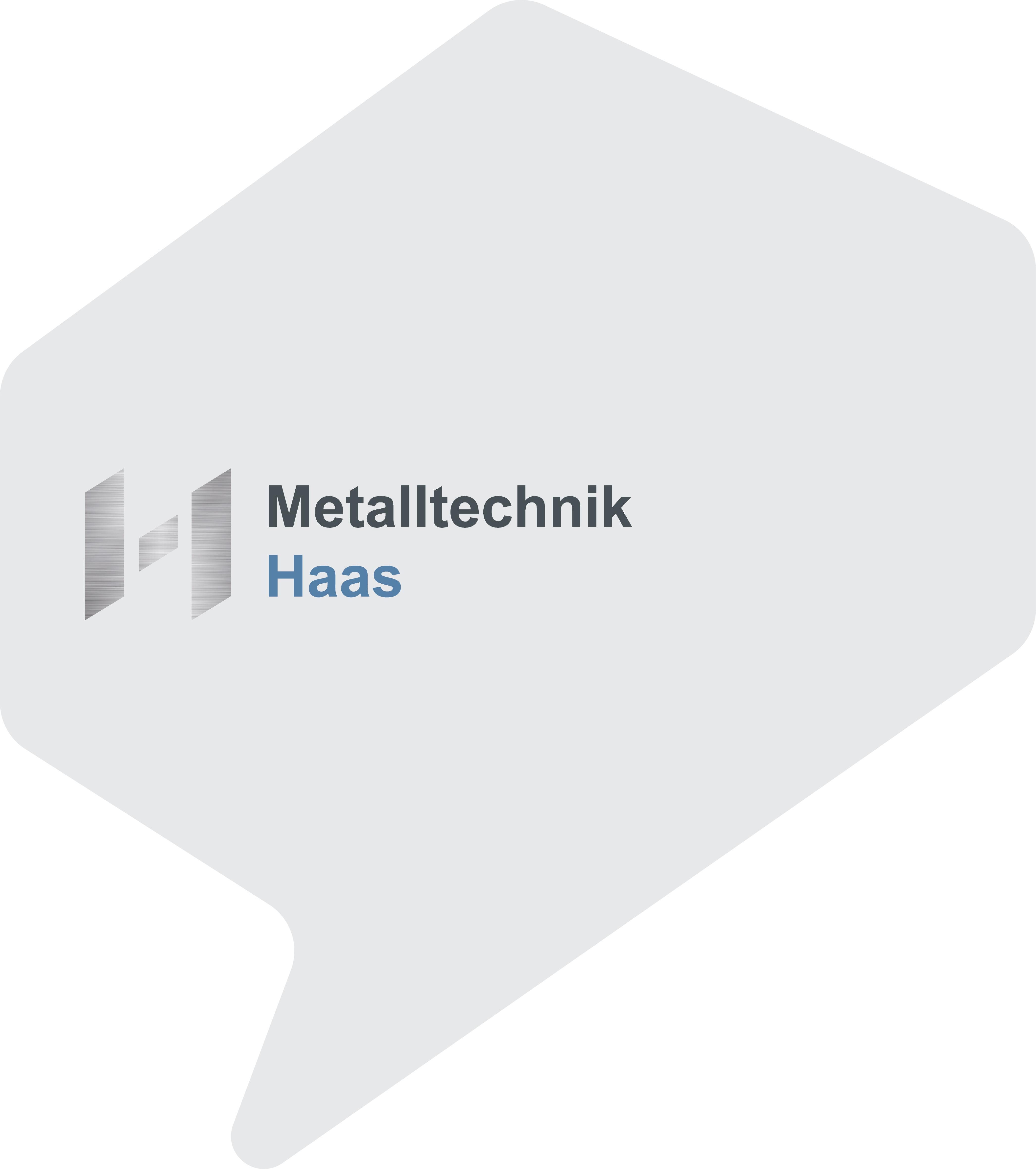 graue Sprechblase mit Logo von Metalltechnik Haas